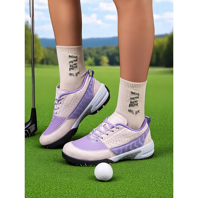 Women's Purple Golf Sneakers with Cushioned Insoles – Fashionable and Supportive Sports Shoes for Female Golfers on Fairways and Greens2
