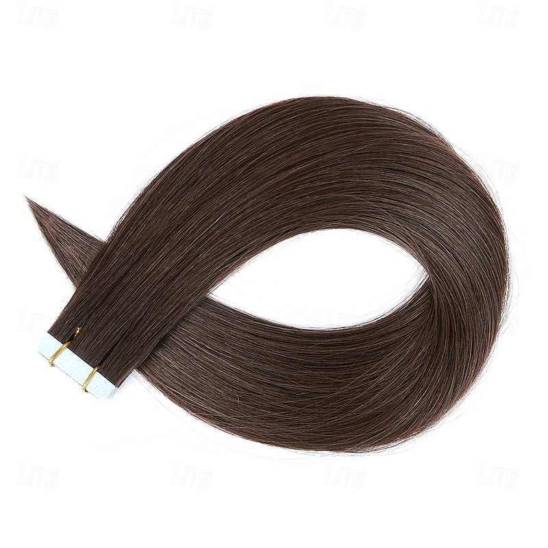 2# Dark Brown Remy Human Hair Tape In Extensions Seamless Straight Hair 18Inch 50G 20Pcs2