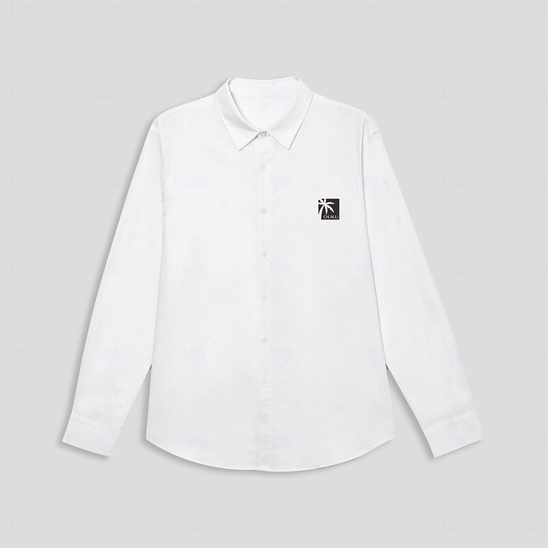 Men's Coconut Tree Tropical Plants Shirt Summer Hawaiian Shirt Long Sleeve Hawaiian Fashion Casual Vacation Daily Hawaiian Spring &  Fall Lapel Print White