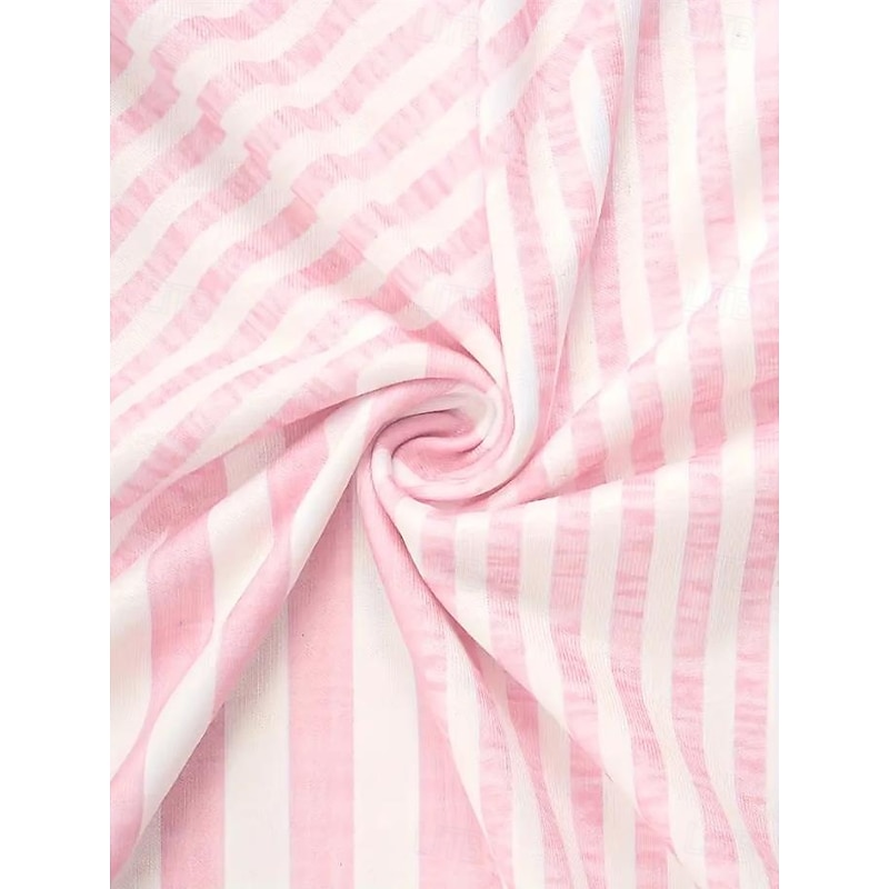 Women's T Shirt Striped Stylish Casual Short Sleeve V Neck Regular Tops Daily Print Pink Summer Spring3