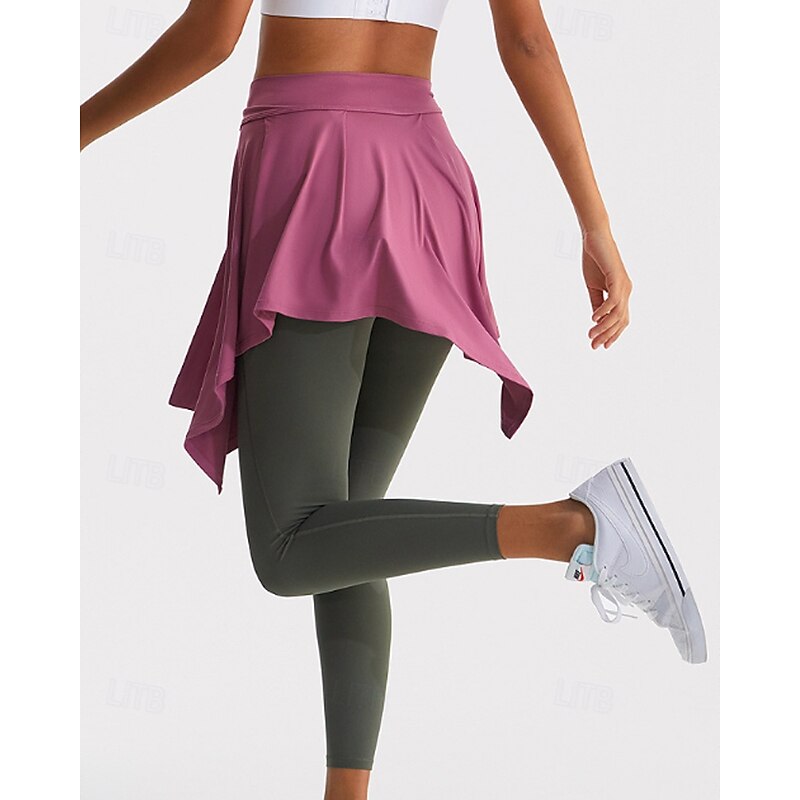 Women's Yoga Skirt Asymetric Hem Fitness Pants Solid Color Black Blue Light Purple Sports Activewear Micro-elastic2