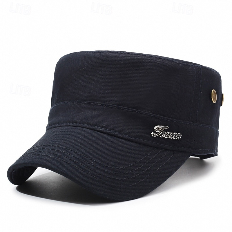Men's Flat Cap Sun Hat Trucker Hat Black Navy Blue Polyester Metal Fashion Casual Street Daily Plain Adjustable Sunscreen Breathable3