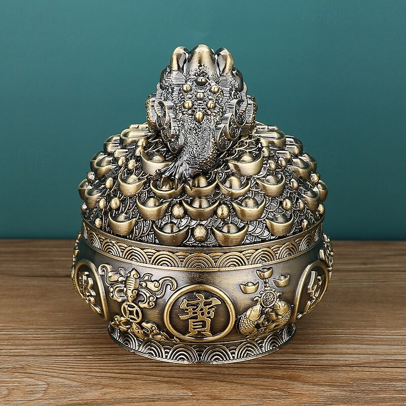 Vintage Ashtray with Lid, European Style Windproof Covered Ashtray for Home Office Living Room, Retro Aesthetic Decorative Ashtray Ornament3