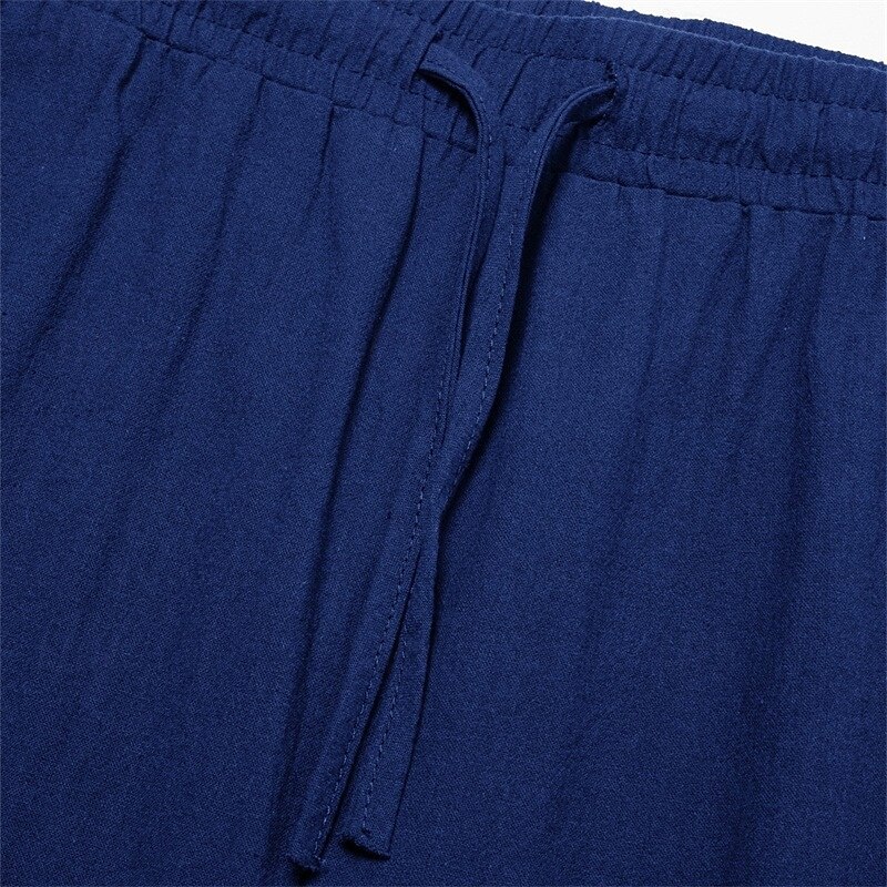 Men's Cargo Pants Linen Pants Trousers Summer Pants Baggy Pants Drawstring Elastic Waist Multi Pocket Plain Comfort Breathable Full Length Outdoor Holiday Going out Vacation Fashion Loose Fit Black2