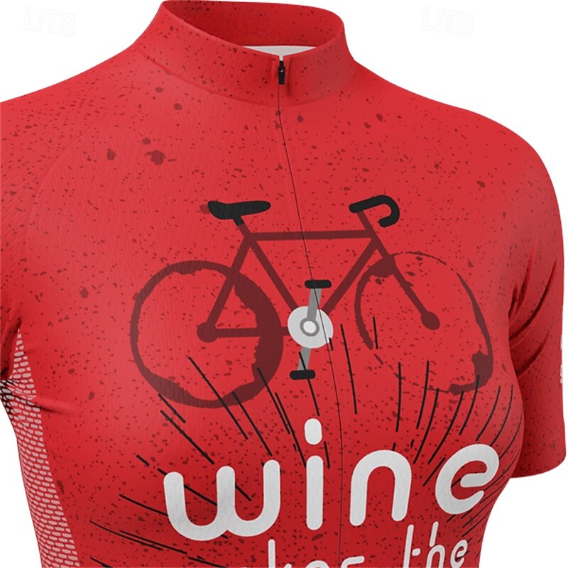 Women's Cycling Jersey Patterned Short Sleeve Bike Tee Tshirt Jersey Top with 3 Rear Pockets Mountain Bike MTB Road Bike Cycling Quick Dry Reflective Strips Moisture Wicking Breathable Sports Red2