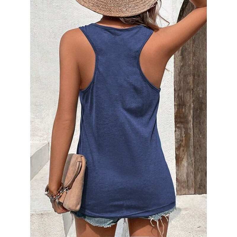 Women's Camisole Tank Top Graphic Animal Elegant Daily Hawaiian Sleeveless Crew Neck Regular Tops Daily Holiday Beach Wear Print Navy Blue Summer Spring2