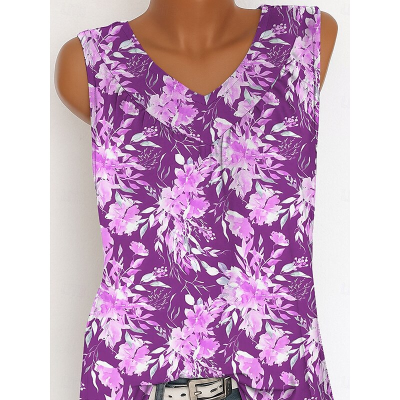 Women's Camisole Tank Top Floral Graphic Vintage Tropical Stylish Sleeveless V Neck Long Tops Daily Print Yellow Navy Blue Purple Green Summer Spring3