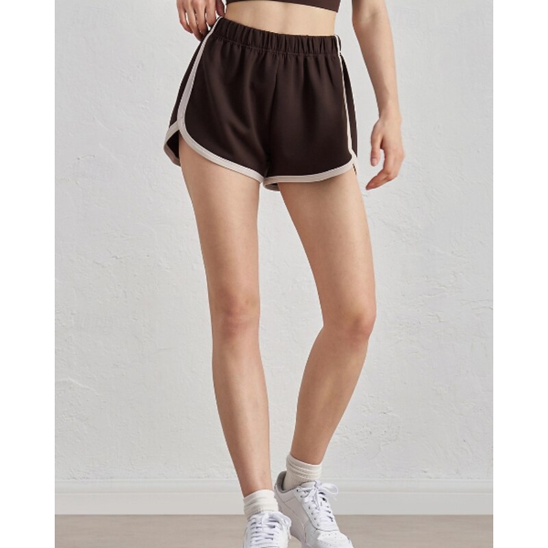 Women's Patchwork Tennis Shorts Ruched Contrast Binding Breathable Tennis Golf Pickleball Black White Brown Tennis Clothing