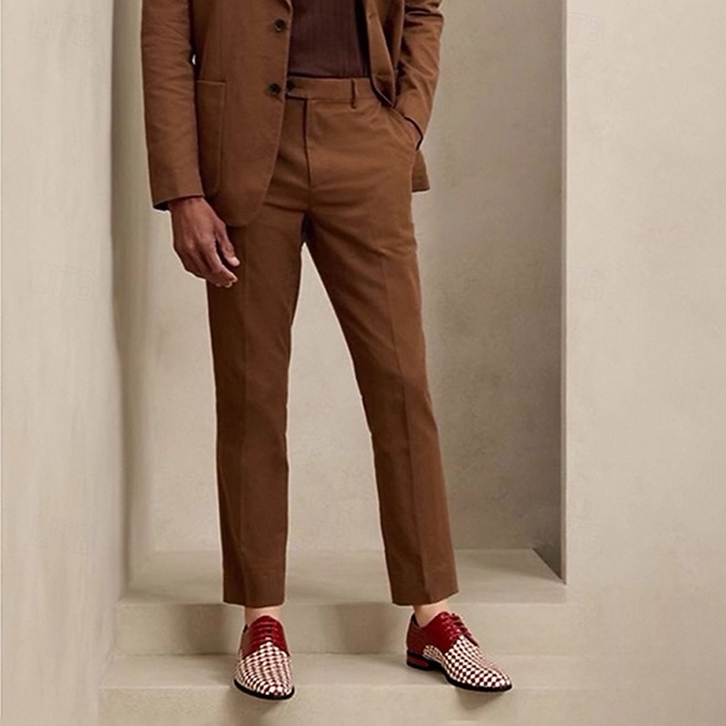 Men's Red and White Woven Dress Shoes with Crocodile Texture – Stylish Formal Shoes for Evening Events and Special Occasions2