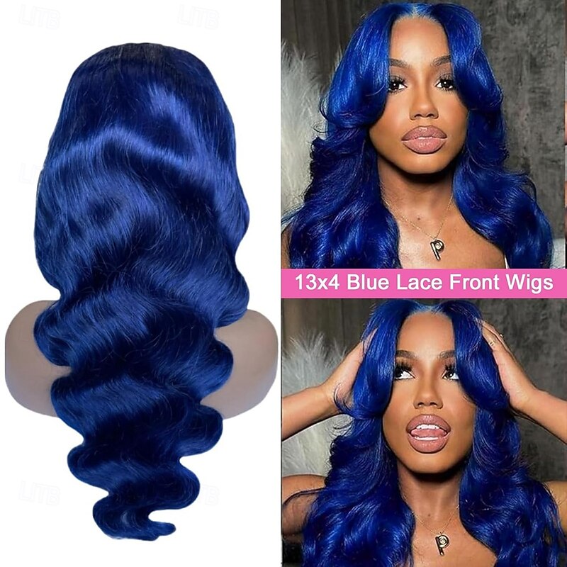 Blue 13x4 Transparent Lace Front Wig Body Wave Human Hair Wig 150% Density2