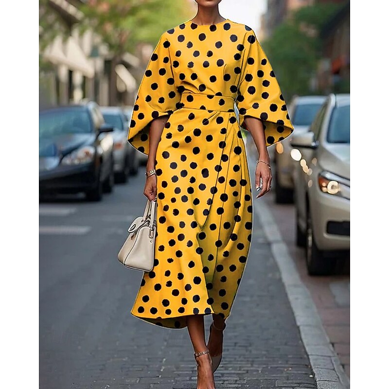 Women's Midi Dress Floral Dress Print Dress Classic Modern Vacation Daily Holiday Regular Fit Flower Half Sleeve Crew Neck White Yellow Pink Summer3