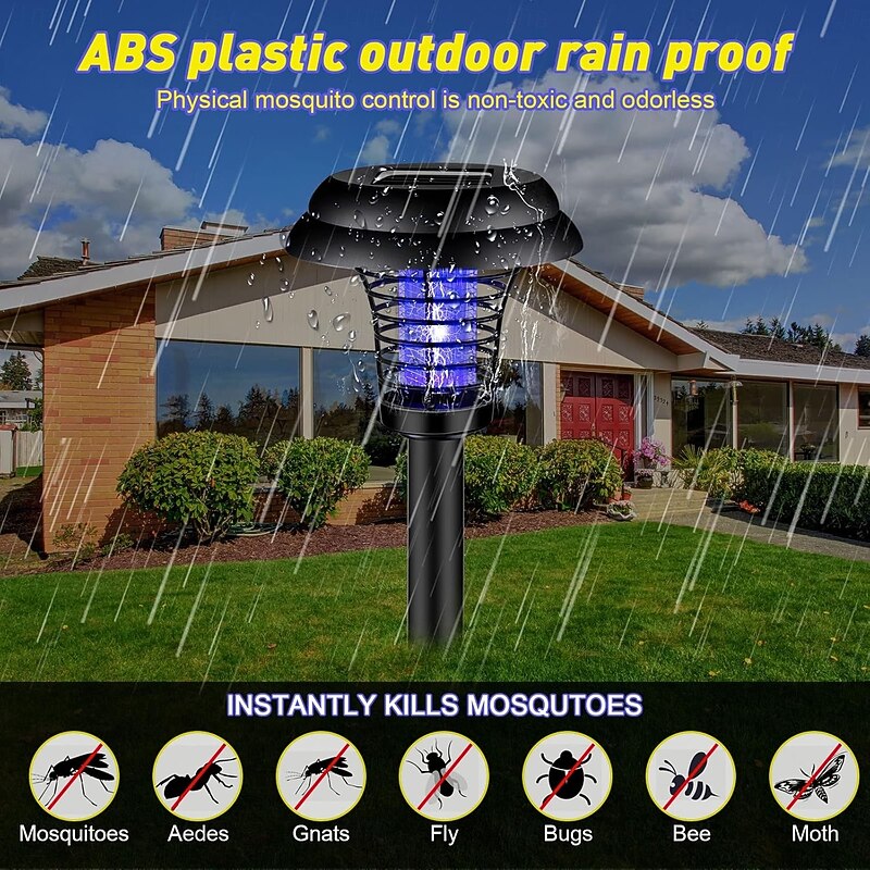 Solar Bug Zapper Waterproof Outdoor Mosquito Zapper Killer and Lighting Repellent Lamp for Indoor Outdoor Use Garden Patio Purple and White Light4