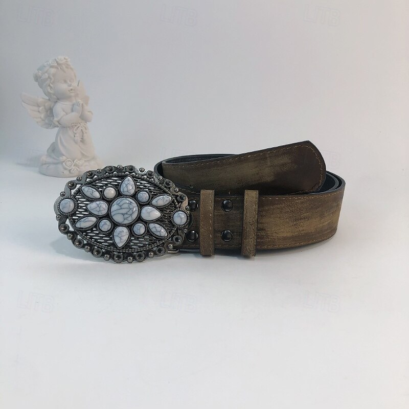 Women's Belt PU Brown Dark Gray Gray Waist Belt Outdoor Street Color Block4