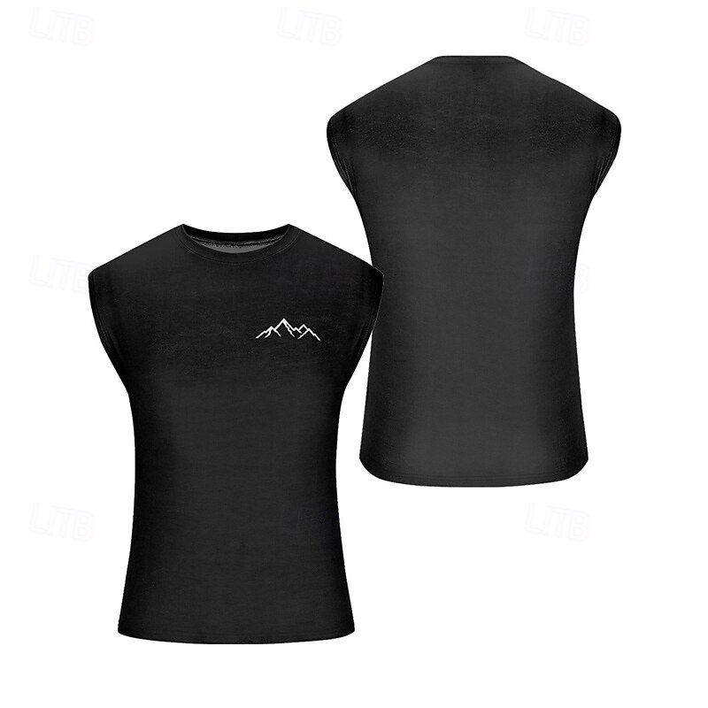 Men's Tank Top Vest Top Undershirt Sleeveless Shirt Sleeveless Crew Neck Summer Mountain Fashion Designer Basic Print Vacation Street Going out Black White Green Top Tee for Men4