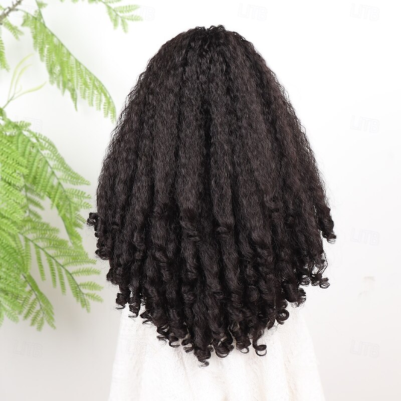 Synthetic Lace Wig Jerry Curl Style 20 inch Dark Brown Middle Part U Part Wig Women's Wig Dark Brown3