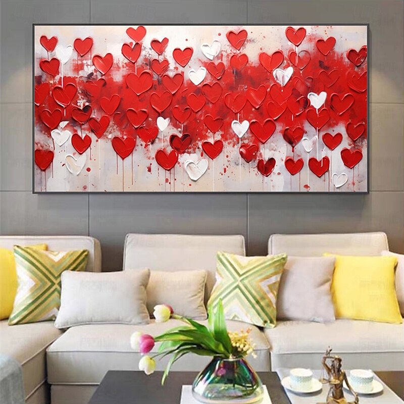 Mintura Handmade Texture Abstract Heart Chart Press Oil Paintings On Canvas Wall Art Decoration Modern Picture For Home Decor Rolled Frameless Unstretched Painting2