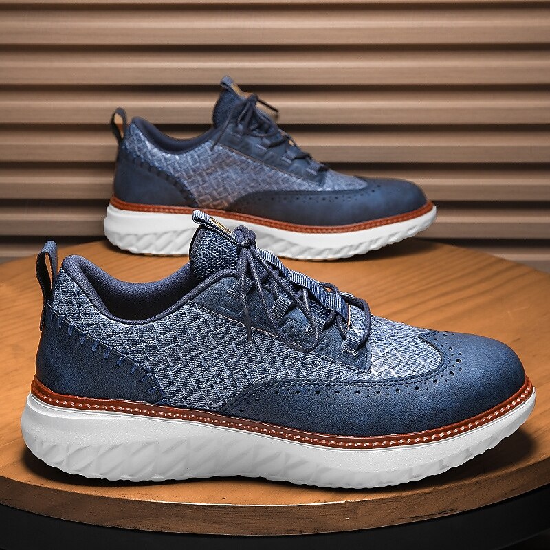 Men's Sneakers Blue Knit Lace-Up Shoes with Stylish Design and Cushioned Sole for Walking, Running and Everyday Use2