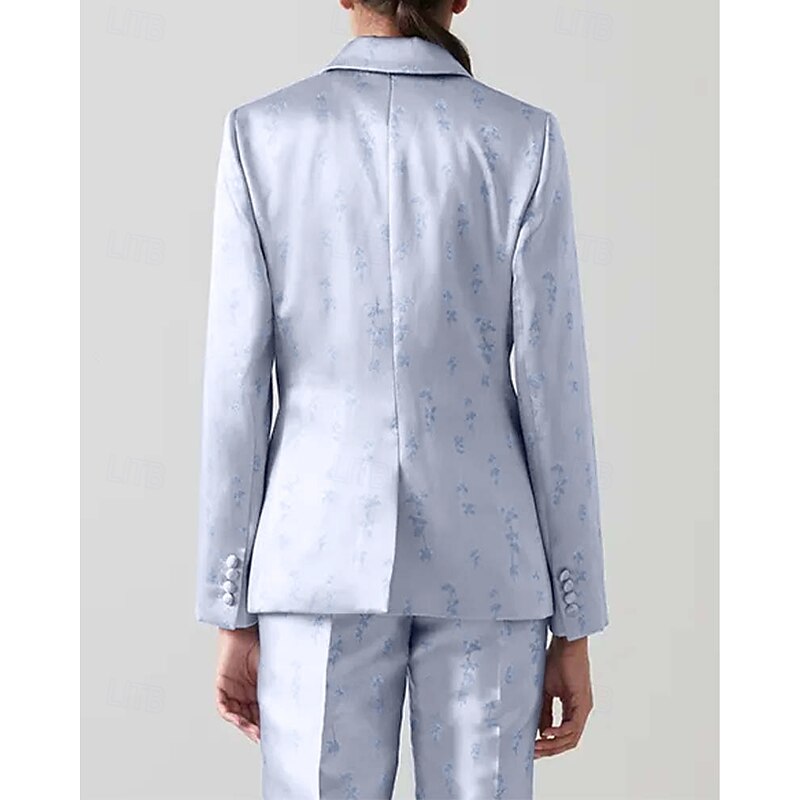 Women's 2 Pieces Suits Formal Wedding Guest Formal Evening Satin Elegant Vintage Simple Long Sleeve Ankle Length Notched Lapels Single Breasted2