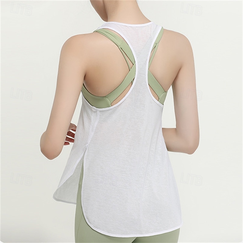 Women's Solid Colored Workout Tank Top Sport Shirt Sports Tank Top Side Split Quick Dry Breathable Tennis Golf Pickleball U Neck Black White Pink Tennis Clothing2