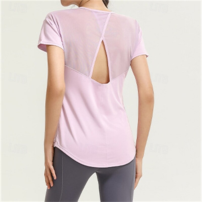 Women's Mesh Sport Shirt Tennis Shirt Tennis Top Seamless Breathable Tennis Golf Pickleball Black White Pink Tennis Clothing4