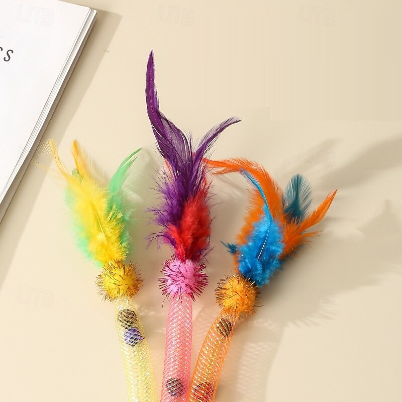 Feather Toy Interactive Toy with Removable Durable Pet Exercise Releasing Pressure Pet Training for Cat Kitten Indoor Outdoor Pet Play3