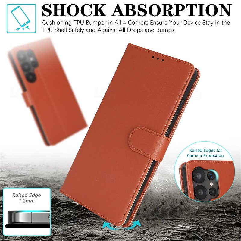 Phone Case For Samsung Galaxy S25 S25 Edge S24 S23 Ultra Plus S22 Plus  Ultra A55 5G A35 5G A25 A15 A14 Wallet Case with Stand Holder with Wrist Strap Card Slot TPU PC PU Leather3