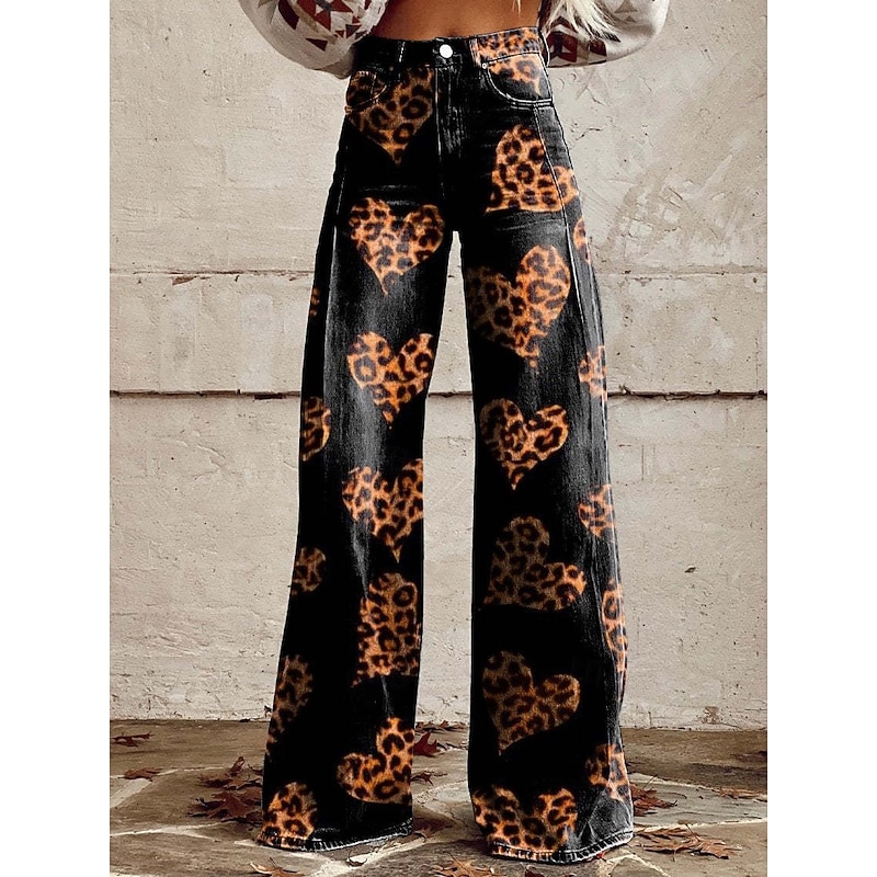 Retro Vintage Boho 1970s Pants Wide Legged Pants Hippie Disco High Waist Faux Jeans Style Fancy Dress Women's Halloween Carnival Music Festival Pride Parade Retro Theme Party Adults Pants