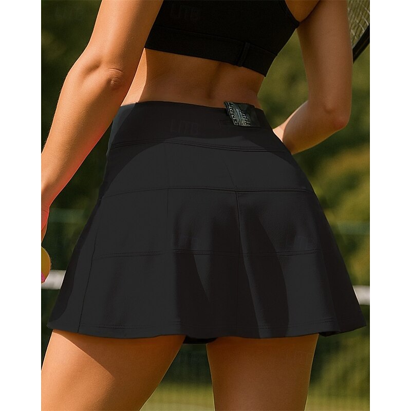 Women's Solid Colored Tennis Skirts Pleated Sweat-Wicking Moisture Wicking Breathable Tennis Golf Pickleball Black White Dark Navy Tennis Clothing4