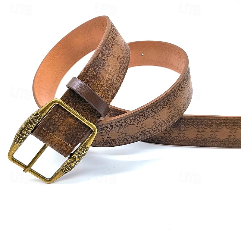 Men's Belt Waist Belt Brown Alloy Durable Adjustable Floral Outdoor Daily