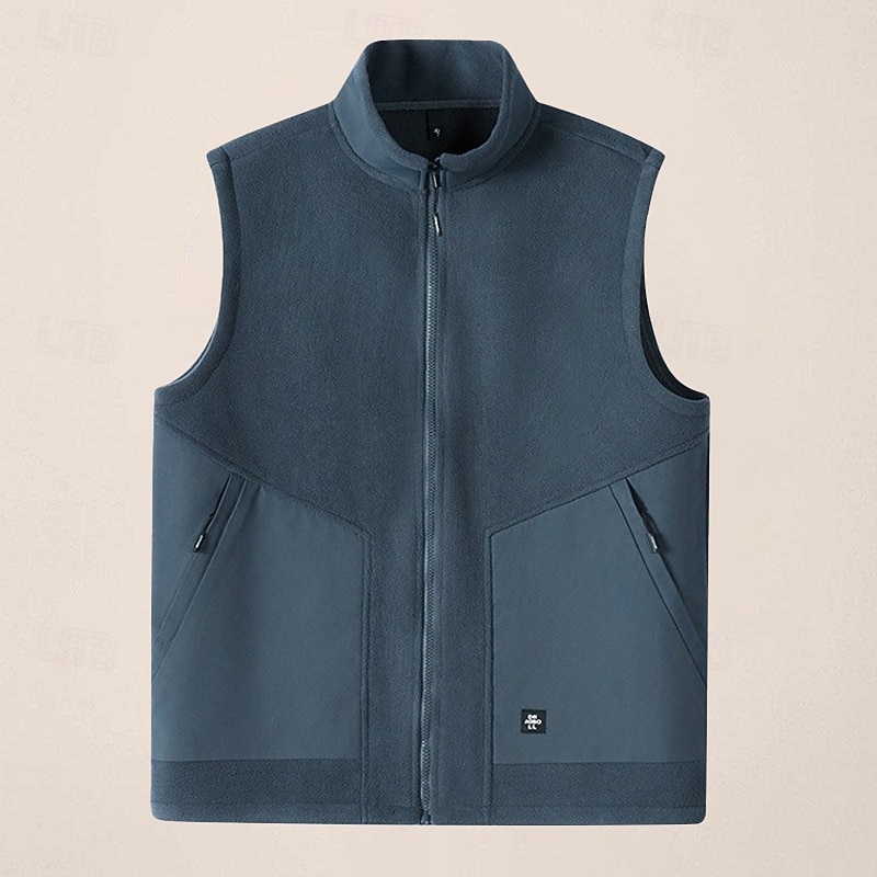 Men's Gilet Daily Casual Spring &  Fall Pocket Polyester Comfortable Plain Zipper Stand Collar Regular Fit Black Army Green Dark Blue Gray Vest
