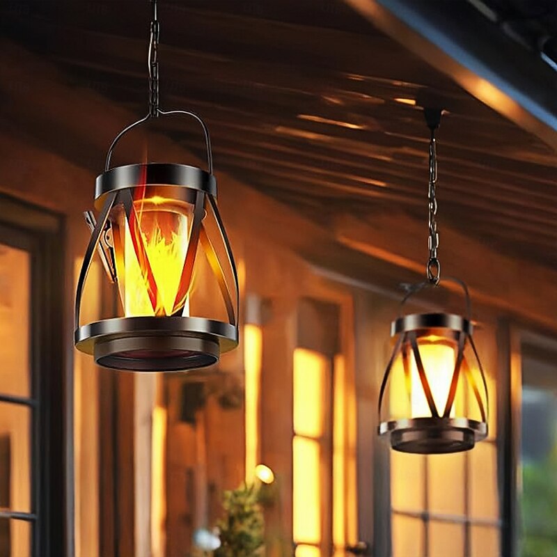 Solar Clip Flame Lamp Courtyard Lamp Outdoor Garden Pendant Lamp Flame Landscape Lamp Street Lamp Lawn Lamp Decorative Lamp  2pcs 1PC3