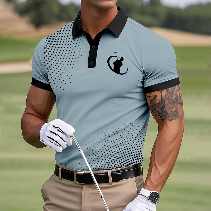 Men's Golf Sports Polo Shirts Short Sleeve Polo Shirts Collared Shirts Sportswear Casual Business Athleisure Buttons Summer White Blue Brown3