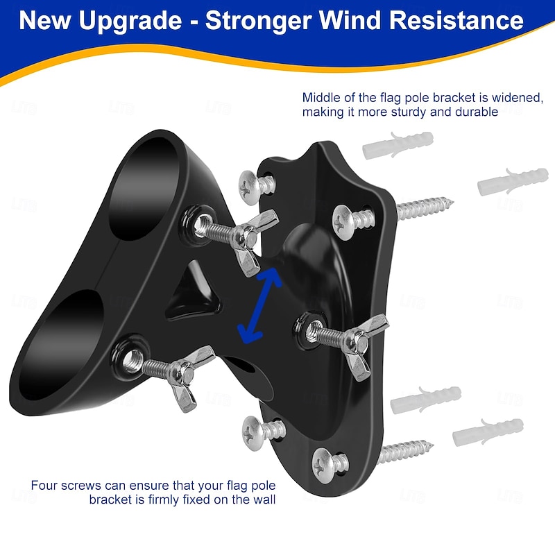 Flag Pole Holder for Outside House, Outdoor Flag Holder, Metal Flag Pole Bracket, Aluminum Alloy Flag Mount, Heavy Duty Flagpole Mounting Bracket, Dual Position Flag Pole Mount, 1 Inch2