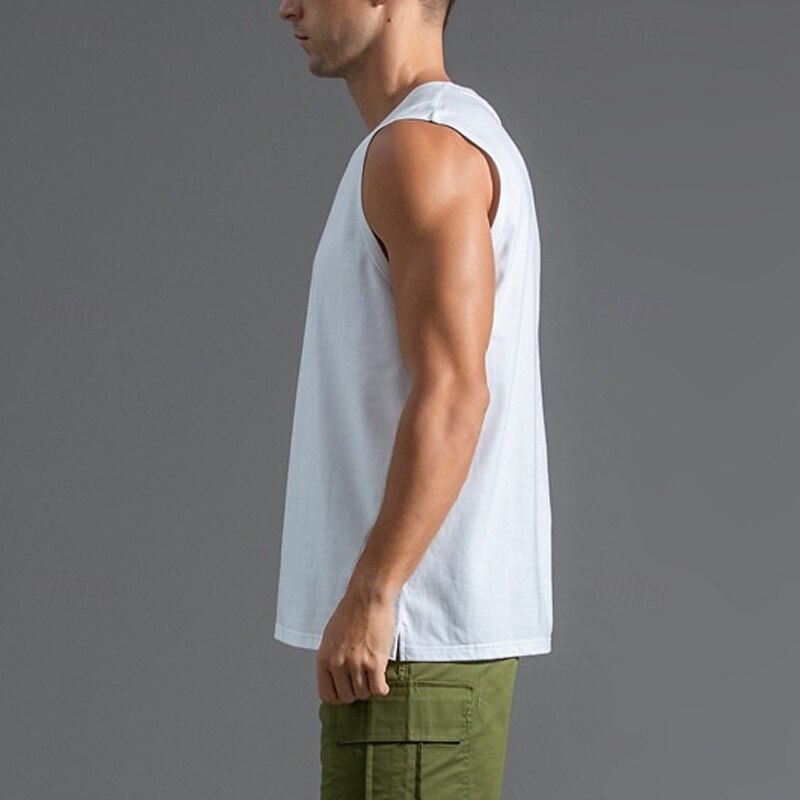 Men's Tank Top Vest Top Undershirt Sleeveless Shirt Sleeveless Crew Neck Summer Plain Fashion Designer Basic Classic Vacation Street Going out Black White Light Green Top Tee for Men4
