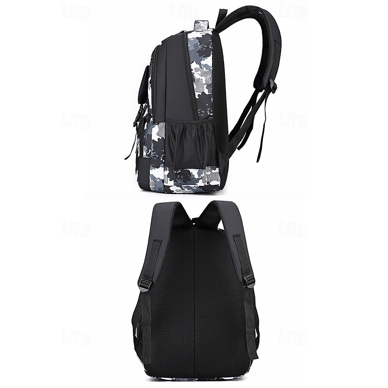 Men's Water-Resistant Camo Print Backpack with Multi-Pocket Storage and Padded Straps – Trendy High-Capacity School Bag for Teen Boys and Outdoor Sports Travel4