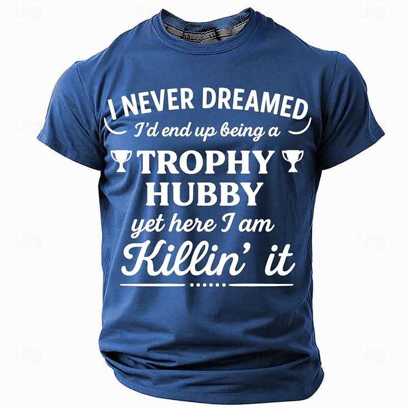 Men's Funny Slang Husband T Shirt Short Sleeve T shirt 3D Print Crew Neck Shirt Fashion Daily Basic Street Casual Daily Black Red Blue Summer Spring All Seasons Clothing Apparel S M L XL XXL XXXL