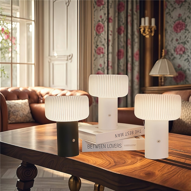 Usb Rechargeable Desk Lamp Bedside Lamp Room Night Lamp Study Lamp Mushroom Lamp Camping Restaurant Lamp  1PC3