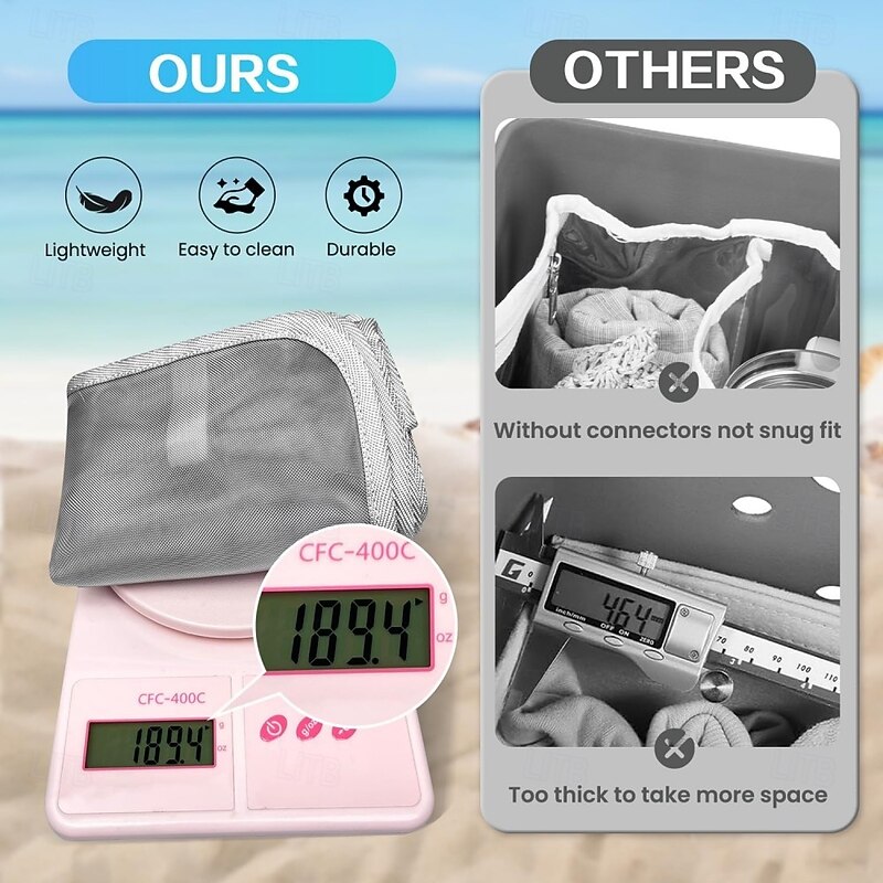 Beach Bag Organizer Insert for XL Bogg Bag, Mesh Divider Pouch Accessories, Lightweight Tote Organizer for Pool, Travel, Beach, Family Storage3