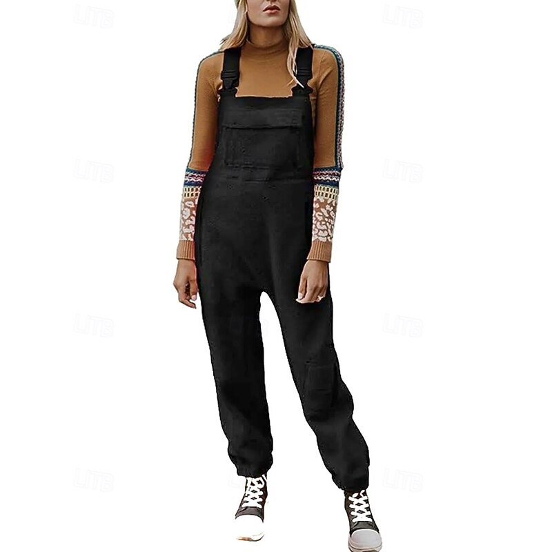 Women's Normal Jumpsuit Streetwear Solid Color Sleeveless U Neck Pocket Street Going out Regular Fit Black White Pink Summer3