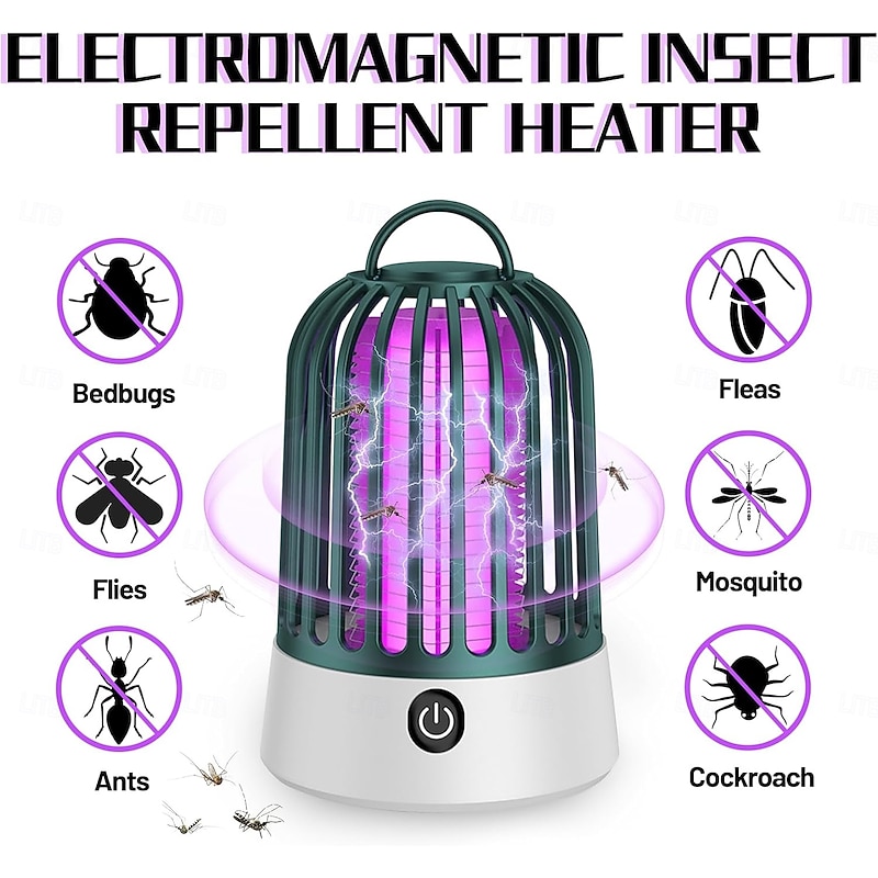 Mosquito Trap Insect Killer Electric, 2 in 1 Camping Mosquito Lamp with LED Light, Hangable Insect Lamp Insect Trap UV Lamp Mosquito Killer, USB Fly Trap Electric2