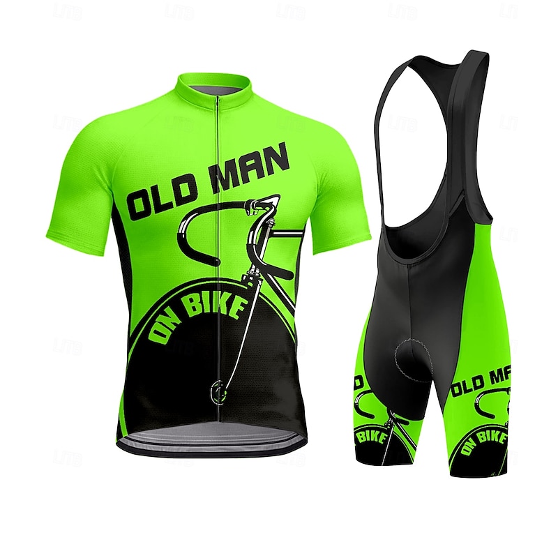 Men's Cycling Jersey with Bib Shorts Short Sleeve Yellow Red Royal Blue Bike Clothing Suit 3D Pad Breathable Quick Dry Back Pocket Polyester Spandex Lycra Sports Graphic Geometric Clothing Apparel4