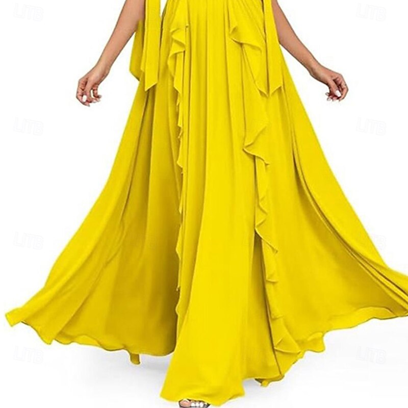 A-Line Quinceanera Dresses Elegant Dress Performance Christmas Floor Length Sleeveless V Neck Chiffon Backless with Pleats2