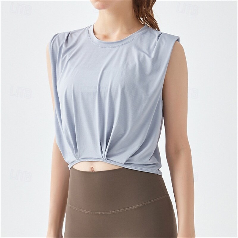 Women's Solid Colored Workout Tank Top Sport Shirt Sports Tank Top Jacquard Crop Top Breathable Tennis Golf Pickleball White Pink Blue Tennis Clothing2