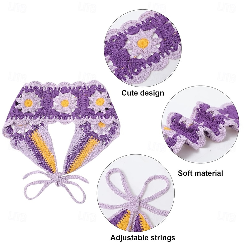 Hippie Hair Bandanas Headbands for Women Boho Headband Knit Hair Bands Floral Head Wrap for Girls4