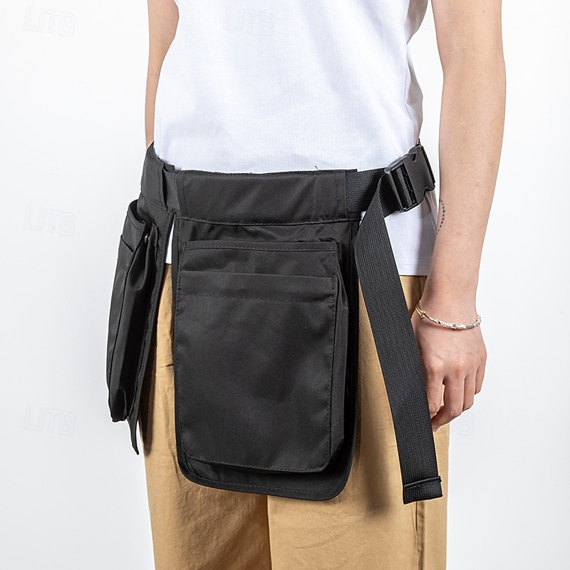 Multi-Pocket Tool Belt Apron Waterproof Utility Waist Pack with Adjustable Strap - Black Gardening Work Belt Organizer for Cooking Crafts DIY Projects Storage Bag with Multiple Compartments4