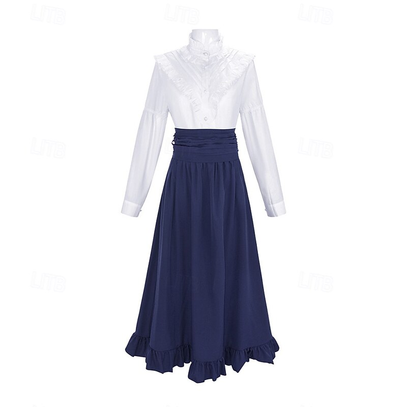 Victorian Renaissance Long Length Skirt Blouse / Shirt Cosplay Costume Normal Standing Collar Fancy Dress Women's Adults' Blouse Skirt