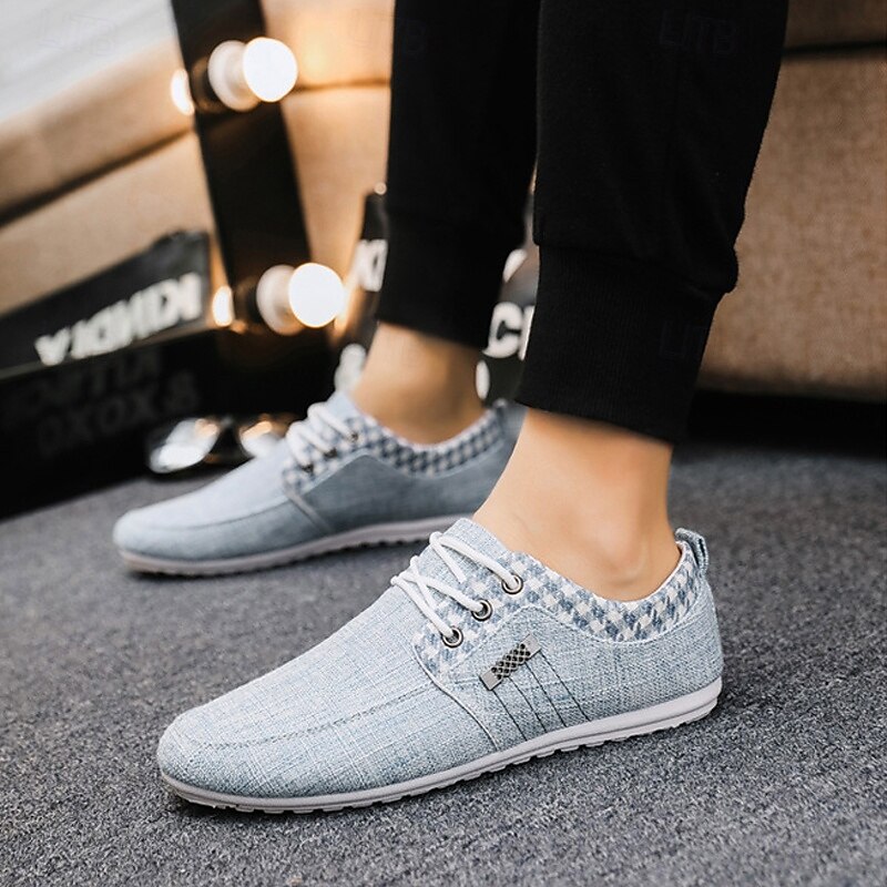 Men's Blue Denim Slip-on Sneakers with Textured Upper - Casual, Comfortable, Ideal for Daily Wear, Travel and Relaxed Settings4