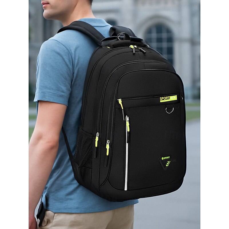 Men's Water-Resistant Backpack with Multiple Compartments, Large Capacity, and Reflective Strips for Travel, School and Outdoor Use