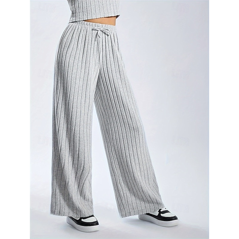 2 Pieces Kids Girls' Solid Color Crewneck T-shirt & Pants Set Short Sleeve Fashion Outdoor 4 years+ Summer Light Grey3