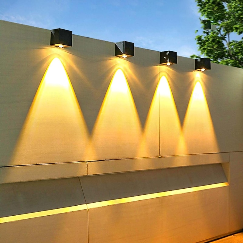 2PCS Solar Fence Lights Waterproof Graden Lights Solar Wall Lamp Outdoor Wall Washer Landscape Spotlights Lanterns for Home Wall Porch Garden Patio Decor